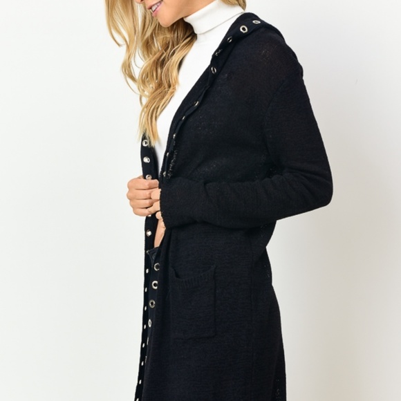 Gilli Black longline cardigan with hood - Picture 4 of 8